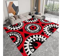 Rouge Tapis Salon Tribal Africain Géométrique Design Culturel Modèle 120 x 170 cm Lavable en Machine Super Doux et Antidérapant Tapis Décoratif Salon Doux Poil Court pour Chambre Adulte