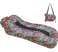 (Rouge tropical) Chaise longue gonflable, lit de plage ultraléger, portable, ergonomique, canapé pneumatique, canapé, étanche, anti-fuite, pour l'intérieur et l'extérieur, la randonnée, le camping, le