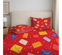 Rouge Vif Drap Housse, 180 x 200 x 30 cm,Polyester Microfibre Coins Élastiqués Feuille pour Matelas Épais jusqu'à 30 cm (12"), Dessin Animé Enveloppes Rubans Enfantin Drap Housse
