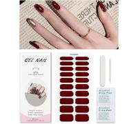 Rouge Vin Stickers Ongles Gel, Nail Stickers Semi-Durci Autocollant Ongle Gel Uv Deco Ongle Nail Art Sticker Décoration