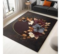 Rouge Vin Tapis Lavable, Réducteur de Bruit Facile à Nettoyer Paillasson, Charmant Exquis Fleurs antidérapant imprimé Tapis pour Salon, Chambre, Bureau 160 x 230 cm