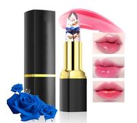 Rouges à Lèvres en Gelée de Fleurs de Cristal,Changement de température crème hydratante,Hydratant longue durée imperméable Baume à lèvres (Bleu)