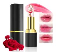 Rouges à Lèvres en Gelée de Fleurs de Cristal,Changement de température crème hydratante,Hydratant longue durée imperméable Baume à lèvres (Rouge)