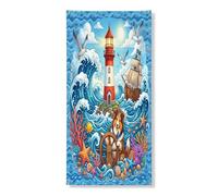 Rough Collie Bannière décorative pour porte d'entrée Motif phare nautique 91,4 x 183 cm