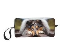 Rough Collie Bokeh Railway Chiens Animaux de Compagnie Rough, Trousse de Maquillage Trousse à cosmétiques Trousse de Toilette de Voyage Portable Pochette de Maquillage