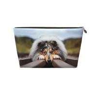 Rough Collie Bokeh Railway Chiens Animaux de Compagnie Rough, Trousse de Maquillage Trousse à cosmétiques Trousse de Toilette de Voyage Portable Pochette de Toilette