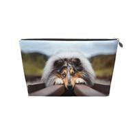 Rough Collie Bokeh Railway Chiens Animaux de Compagnie Rough, Trousse de Toilette Trousse de Maquillage Sac à cosmétiques Trousse de Toilette de Voyage Portable