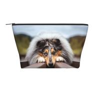 Rough Collie Bokeh Railway Chiens Animaux de Compagnie Rough, Trousse de Toilette Trousse de Maquillage Sac à cosmétiques Trousse de Toilette de Voyage Portable