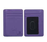 ROUGH FIT Porte-cartes de crédit avec blocage RFID, portefeuille minimaliste en cuir, portefeuille léger pouvant contenir jusqu'à 7 cartes et billets de banque, violet, 11 x 8 x 1.5 cm, Minimaliste