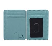 ROUGH FIT Porte-cartes de crédit avec blocage RFID, portefeuille minimaliste en cuir, portefeuille léger pouvant contenir jusqu'à 7 cartes et billets de banque, Vert, 11 x 8 x 1.5 cm, Minimaliste
