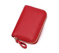 ROUGH FIT Porte-cartes de crédit pour femme avec blocage RFID, pochette en cuir synthétique avec fermeture éclair, plusieurs emplacements pour cartes, mini porte-cartes de crédit pour femme, Rouge,