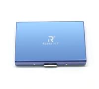 ROUGH FIT Porte-cartes de visite en métal en acier inoxydable RFID pour cartes de crédit, portefeuille fin pour cartes de crédit, porte-cartes professionnel pour homme et femme, bleu, Carry 9.8cm,