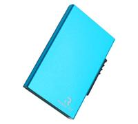 ROUGH FIT Porte-cartes fin en métal avec protection RFID, porte-cartes pop-up minimaliste en aluminium pour cartes et billets, bleu, Slim 9.5 inch, Minimaliste