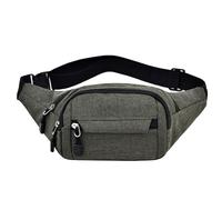 ROUGH FIT Sac banane banane multi-poches 3 poches zippées avec sangle réglable, unisexe, léger, décontracté, pour l'extérieur, le quotidien, les voyages et le sport, gris foncé, Standard, Denim