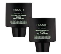 Rougj BB Magic Crème Teintée SPF15 Lot de 2 Peaux Mixtes à Grasses - BB Crème Anti-Imperfections, Hydratante, Sébo-Régulatrice, Corrige Rougeurs et Pores, Fini Mat Naturel - 25 ml - Made in Italy