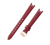 ROUHO 12 x 6mm Bracelet Montre Femme Petit Cadran, Accessoires Chaîne en Cuir Véritable pour Anne Klein-Rouge + Or Rose Boucle