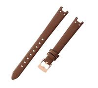 ROUHO 12 x 6mm Bracelet Montre Femme Petit Cadran, Accessoires Chaîne en Cuir Véritable pour Anne Klein-Marron + Or Rose Boucle