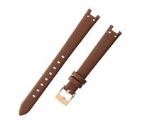ROUHO 12 x 6mm Bracelet Montre Femme Petit Cadran, Accessoires Chaîne en Cuir Véritable pour Anne Klein-Marron + Or Boucle