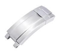 ROUHO 16mm Boucle Montre à Verrou Glissant, Acier Inoxydable Fermoir Déployant Montre Remplacement Pièces pour Rolex Submariner-Argent Brossé