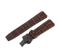 ROUHO 18 x 23mm Corne Convexe Cuir Véritable Bracelet Montre Boucle Déployante Sangle Montre Remplacement pour Fiyta Interstellar Space Capsule DGA35001/DGA35005/35007-Marron + Noir Boucle