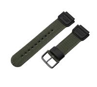 ROUHO 18 x 25mm Remplacement Sport Bracelet de Montre Connecteur Cranté Nylon Tissé Bracelet Montre pour Casio AE-1200WH SGW-300 AQ-S810W-Vert avec Noir Boucle à Ardillon