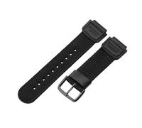 ROUHO 18 x 25mm Remplacement Sport Bracelet de Montre Connecteur Cranté Nylon Tissé Bracelet Montre pour Casio AE-1200WH SGW-300 AQ-S810W-Noir avec Noir Boucle à Ardillon