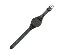 ROUHO 18mm Bande de Montre en Cuir Rétro Véritable avec Boucle, Bracelet de Remplacement Durable pour Fossil ES4113 ES4114 ES3616 ES3625-Noir + Argent Boucle