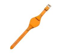ROUHO 18mm Bande de Montre en Cuir Rétro Véritable avec Boucle, Bracelet de Remplacement Durable pour Fossil ES4113 ES4114 ES3616 ES3625-Jaune + Or Rose Boucle