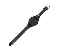 ROUHO 18mm Bande de Montre en Cuir Rétro Véritable avec Boucle, Bracelet de Remplacement Durable pour Fossil ES4113 ES4114 ES3616 ES3625-Noir 1 + Argent Boucle