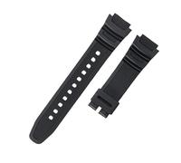 ROUHO 18mm Bracelet Montre Caoutchouc Souple Convexe, Remplacement Étanche pour Casio W-218HF-108AE12001000/1300-Noir