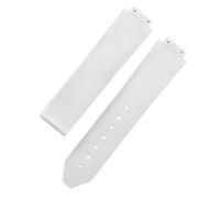 ROUHO 20 x 13mm Bande de Montre en Caoutchouc Côtelé Premium, Bracelet de Remplacement Boucle Déployante pour Hublot Big Bang Chronograph-Blanc sans Boucle