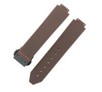 ROUHO 20 x 13mm Bande de Montre en Caoutchouc Côtelé Premium, Bracelet de Remplacement Boucle Déployante pour Hublot Big Bang Chronograph-Marron + Noir Boucle