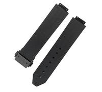 ROUHO 20 x 13mm Bande de Montre en Caoutchouc Côtelé Premium, Bracelet de Remplacement Boucle Déployante pour Hublot Big Bang Chronograph-Noir + Noir Boucle