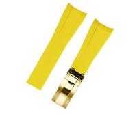 ROUHO 20mm Étanche Interface Arc Bracelet Montre Sport, Fermoir Déployant Accessoires Montre pour Rolex Daytona SUB Explorer-Jaune + Or Boucle