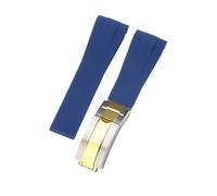 ROUHO 20mm Étanche Interface Arc Bracelet Montre Sport, Fermoir Déployant Accessoires Montre pour Rolex Daytona SUB Explorer-Bleu Clair + Argent Or Boucle