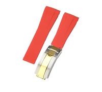 ROUHO 20mm Étanche Interface Arc Bracelet Montre Sport, Fermoir Déployant Accessoires Montre pour Rolex Daytona SUB Explorer-Rouge + Argent Or Boucle