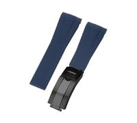 ROUHO 20mm Étanche Interface Arc Bracelet Montre Sport, Fermoir Déployant Accessoires Montre pour Rolex Daytona SUB Explorer-Bleu Foncé + Noir Boucle