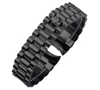 ROUHO 20mm Extrémité Courbée Remplacement Bracelet Montre 316 Acier Inoxydable Fermoir Déployant Bracelet de Montre Compatible avec Rolex Datejust-Noir