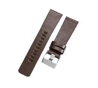 ROUHO 22mm Cuir Véritable Bracelet Montre Homme Femme Remplacement Sangle Montre Boucle Ardillon pour Diesel DZ1862 DZ1863 DZ1864 DZ1865-Café + Argent Boucle