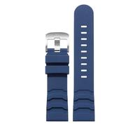 ROUHO 24mm Bracelet Montre Silicone Étanche, Remplacement Sport pour Luminox Navy Seal 8821 3501 8831 3749 3741-Bleu + Argent Boucle