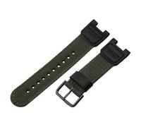 ROUHO 24mm x 12mm Crantée Nylon Bracelet de Montre Tissu Durable Remplacement Bracelet Montre pour Casio SGW-100 GW-3500B/GW-3000B-Vert + Noir