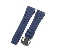 ROUHO 25mm Bande de Montre de Rechange en Caoutchouc Premium, Bracelet en Silicone Réglable pour Richard Mille RM-11-Bleu + Noir Boucle