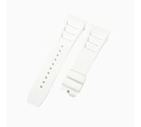 ROUHO 25mm Bracelet de Montre Vissable en Caoutchouc Silicone, Remplacement Bande de Montre Homme pour Richard Mille RM-11-Blanc