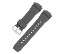 ROUHO 26 x 16mm Souple Silicone Bracelet Montre Acier Inoxydable Boucle Ardillon Remplacement Sport Sangle Montre pour Casio GA-2100/GM-5600-Gris + Argent