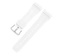 ROUHO 26 x 16mm Souple Silicone Bracelet Montre Acier Inoxydable Boucle Ardillon Remplacement Sport Sangle Montre pour Casio GA-2100/GM-5600-Blanc + Argent