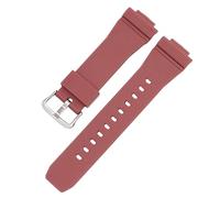 ROUHO 26 x 16mm Souple Silicone Bracelet Montre Acier Inoxydable Boucle Ardillon Remplacement Sport Sangle Montre pour Casio GA-2100/GM-5600-Rouge + Argent