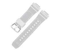 ROUHO 26 x 16mm Souple Silicone Bracelet Montre Acier Inoxydable Boucle Ardillon Remplacement Sport Sangle Montre pour Casio GA-2100/GM-5600-Transparent + Argent