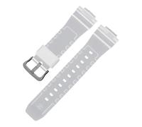 ROUHO 26 x 16mm Souple Silicone Bracelet Montre Acier Inoxydable Boucle Ardillon Remplacement Sport Sangle Montre pour Casio GA-2100/GM-5600-Transparent + Noir