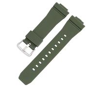 ROUHO 26 x 16mm Souple Silicone Bracelet Montre Acier Inoxydable Boucle Ardillon Remplacement Sport Sangle Montre pour Casio GA-2100/GM-5600-Vert + Argent