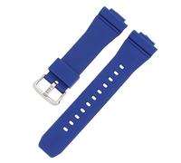 ROUHO 26 x 16mm Souple Silicone Bracelet Montre Acier Inoxydable Boucle Ardillon Remplacement Sport Sangle Montre pour Casio GA-2100/GM-5600-Bleu + Argent